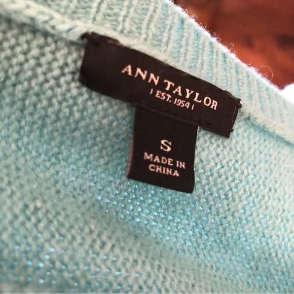Ann Taylor Lambswool Turquoise 3/4 Sleeve Crewneck Sweater Small - Picture 5 of 7